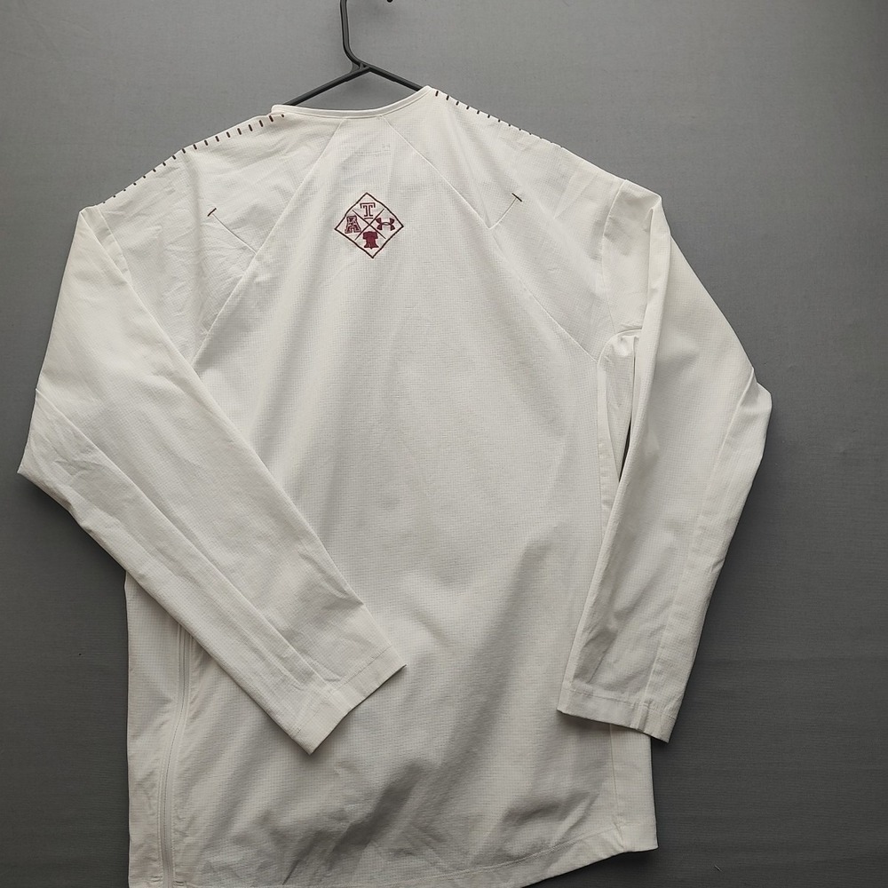 Temple Owl Under Armor Men's‎ Pullover White 1/4 Zip Long Sleeve Size Medium - Picture 14 of 16